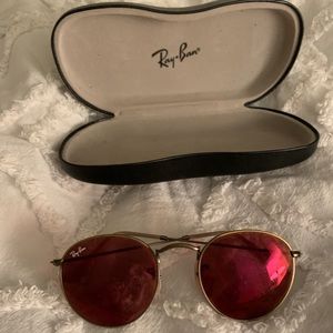 Red Ray-ban Round Flat Lenses Sunglasses